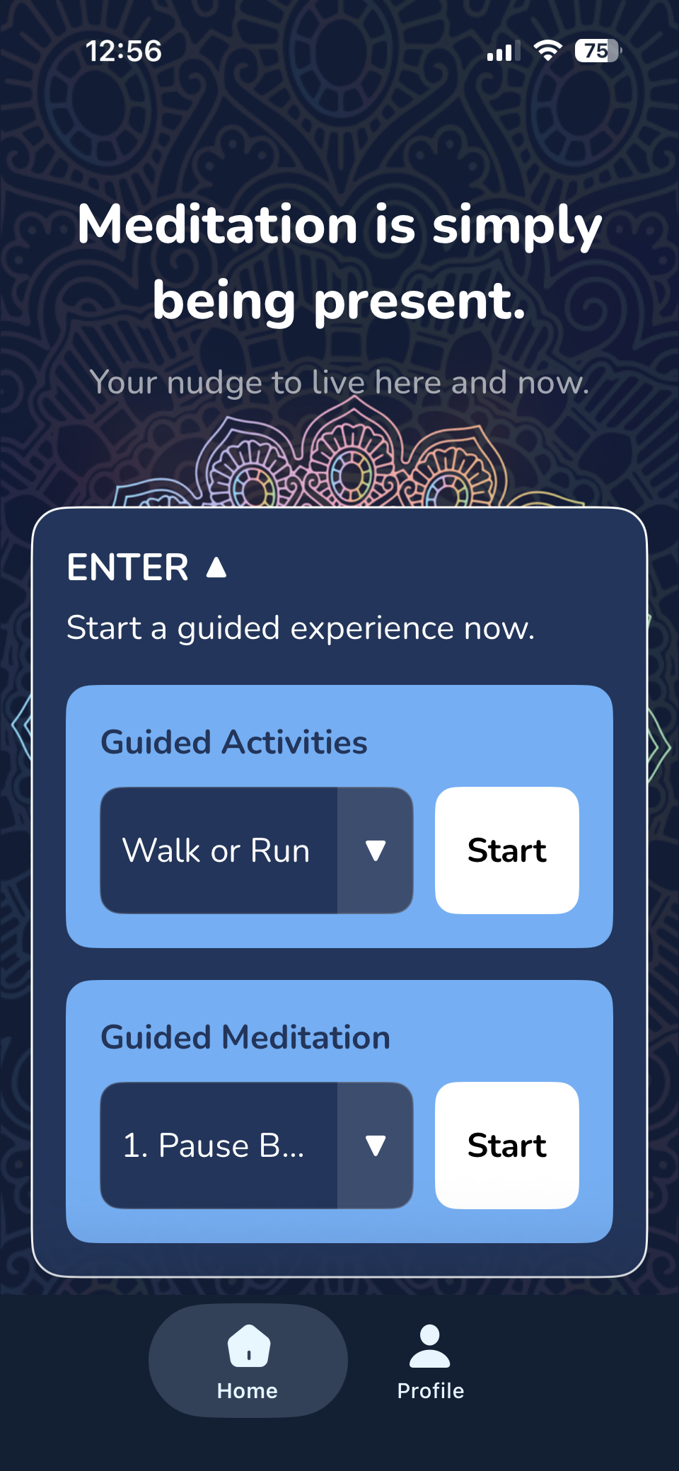 Your Nudge Enter screen